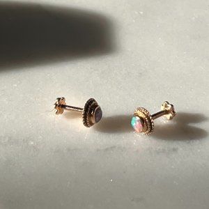 Maria Tash Threaded Rose Gold + Opal braided stud (Pair)